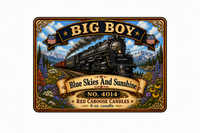 Shows detail on label of Big Boy Blue Skies and Sunshine