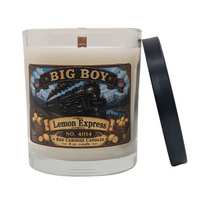 'Big Boy candle,  Lemon Express,  shown with lid
