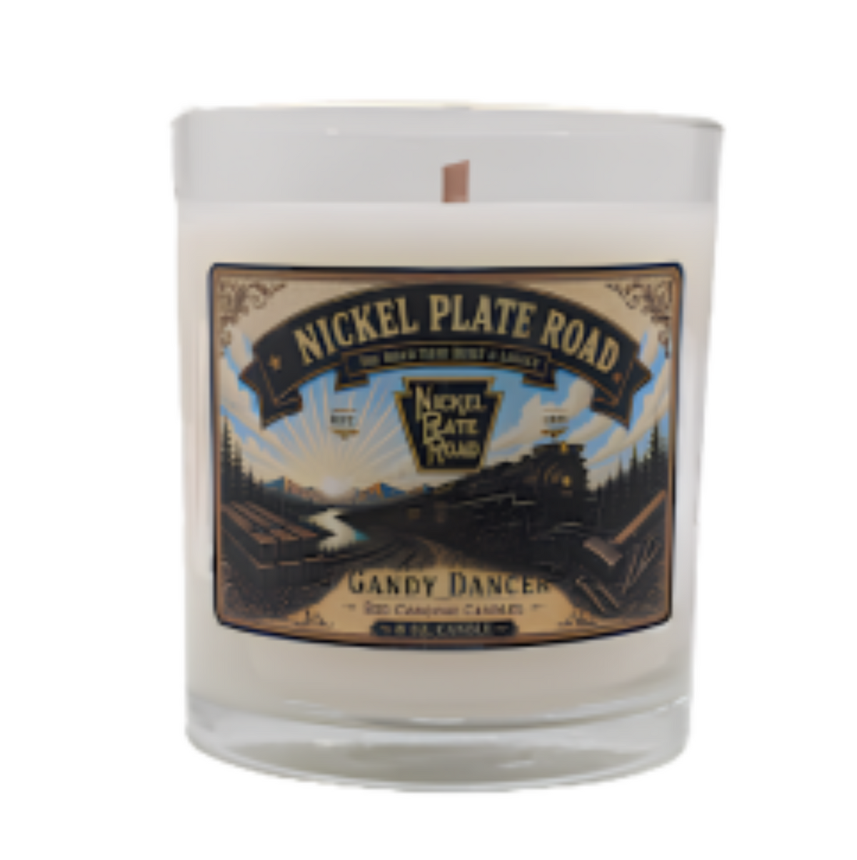 Nickel Plate Road, vintage steam locomotive 757 or 765 candle, Gandy Dancer, sandalwood, mahogany, teak