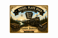 Nickel Plate Road, vintage steam locomotive 757 or 765 label, Gandy Dancer, sandalwood, mahogany, teak