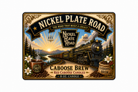 Nickel Plate Road steam locomotives #757 and #765 candle.  With lid. Scent is coffee, buttery pastry, cream