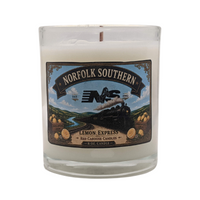 Candle -Norfolk Southern, vintage steam locomotive No. 630, Lemon Express. Scent is lemon, verbena, woody