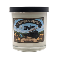 Candle -Norfolk Southern, vintage steam locomotive No. 630, Lemon Express. Scent is lemon, verbena, woody