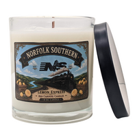 Candle -Norfolk Southern, vintage steam locomotive No. 630, Lemon Express. Scent is lemon, verbena, woody