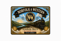 Norfolk and Western candle with vintage locomotive label.
Scent is sunflowers, fresh air and woody, earthy notes.